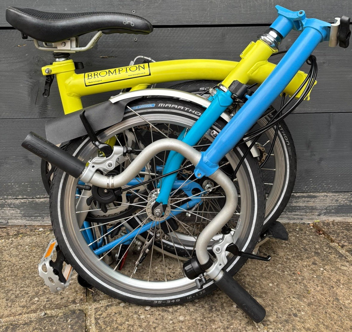 Brompton H3L Folding Bike 3 Speed C Line in Yellow / Blue