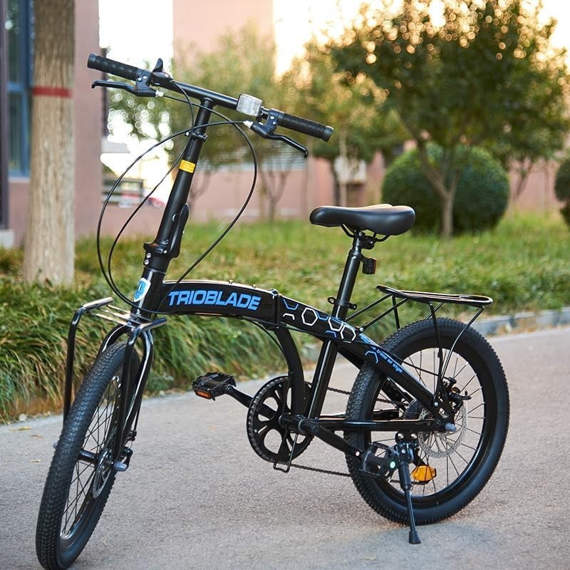 20” Folding Bike 7-Speed with Carrier Lightweight Aluminum Frame Adults Teens