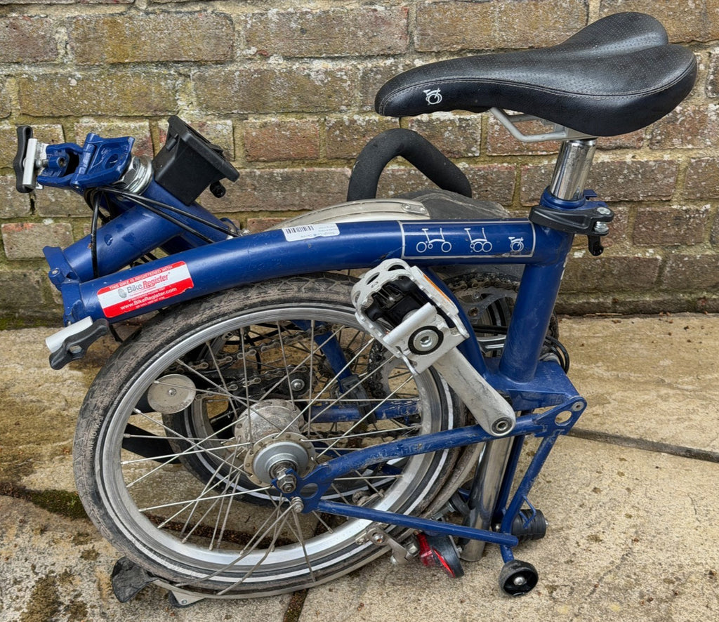 Brompton P3L blue folding bike 3 speed in good working order