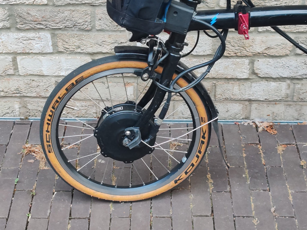 Brompton Elec M6L 6 Speed Folding Black Custom Schwalbe Kojak Tanwall