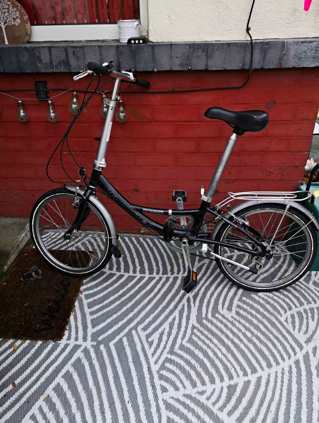 Folding Bike 20in Silver/Black Steel Rear Rack Mudguards