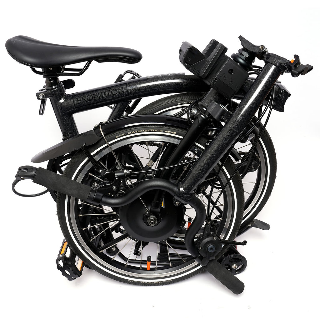 BROMPTON ELECTRIC P LINE 4 SPEED FOLDING BIKE IN BLACK SPARKLE
