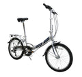 Ammaco Pakka Compact 20 Inch Wheel Folding Shopper Camping Bike 6 Speed Silver