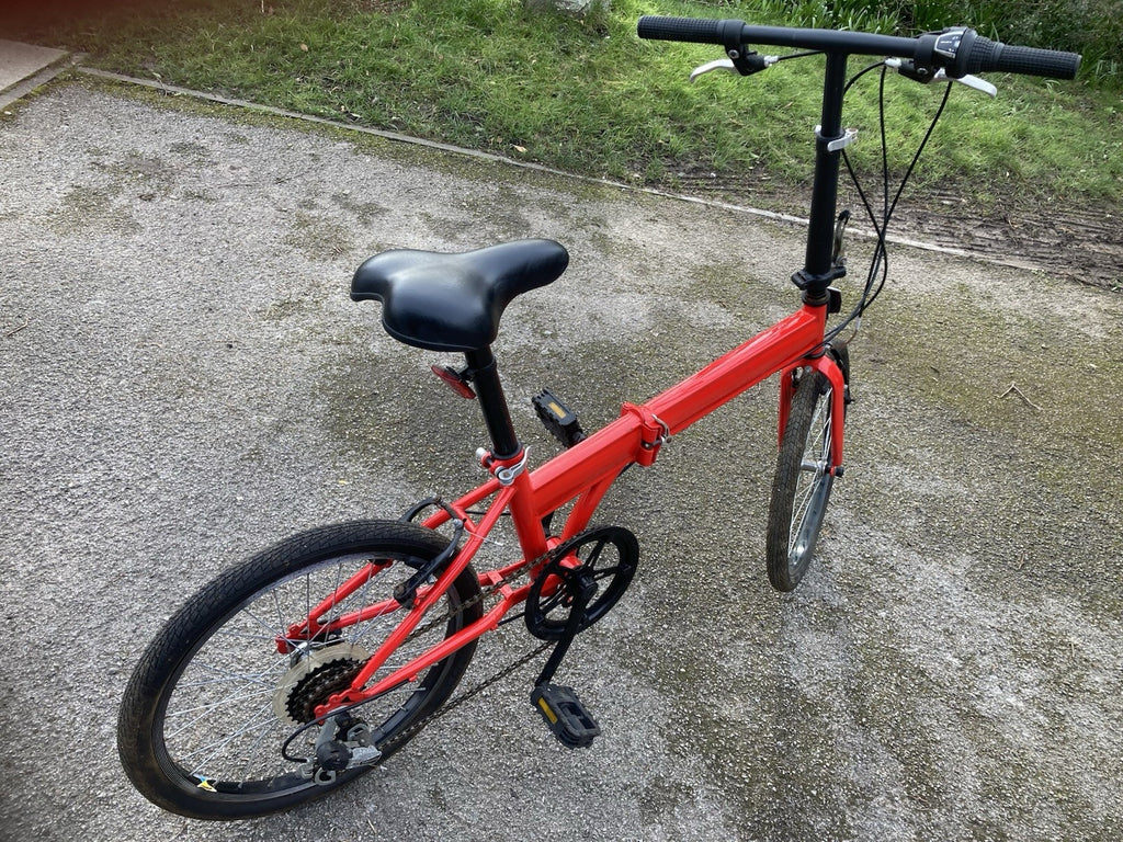 Bright Red Folding Bike with 7 Speed