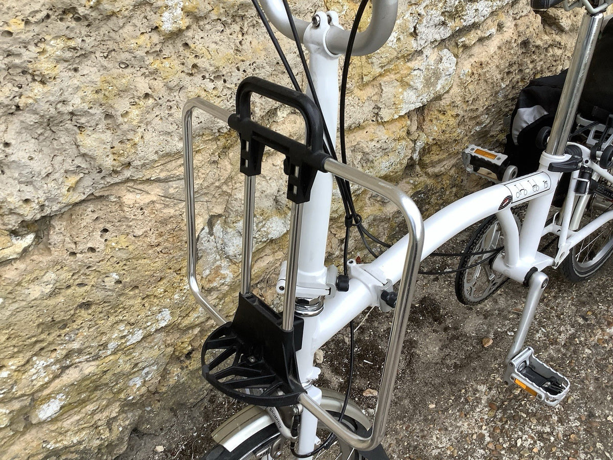 Brompton M3R Folding Bike - White + Panniers, Rack Bag, Front Frame -UK DELIVERY
