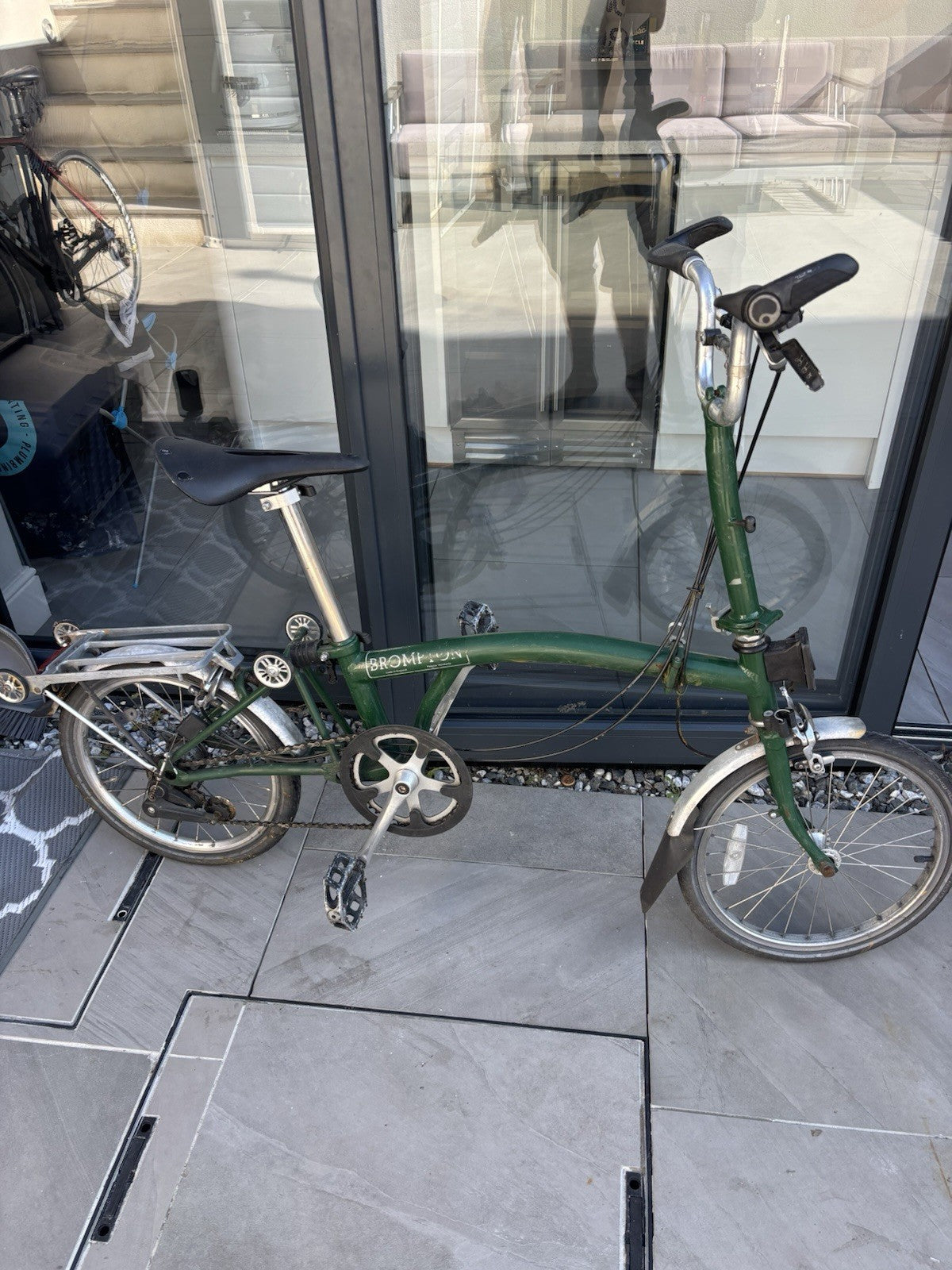 Brompton Green Folding Bike 16in Steel Frame Rear Rack Mudguards Reflectors