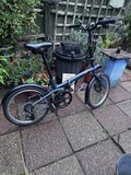 B'TWIN Fold 500 20in Folding Bike Blue/Black V-Brake Derailleur Mudguards