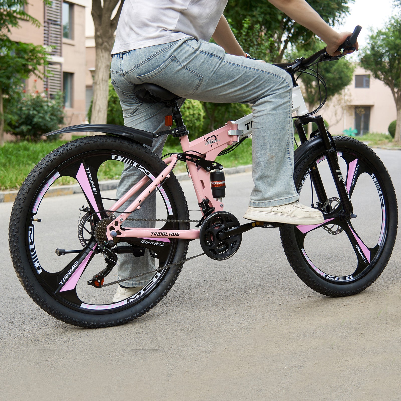 24/26 inch Folding Mountain Bike 21 Speed Full Suspension Bicycle For Men Women