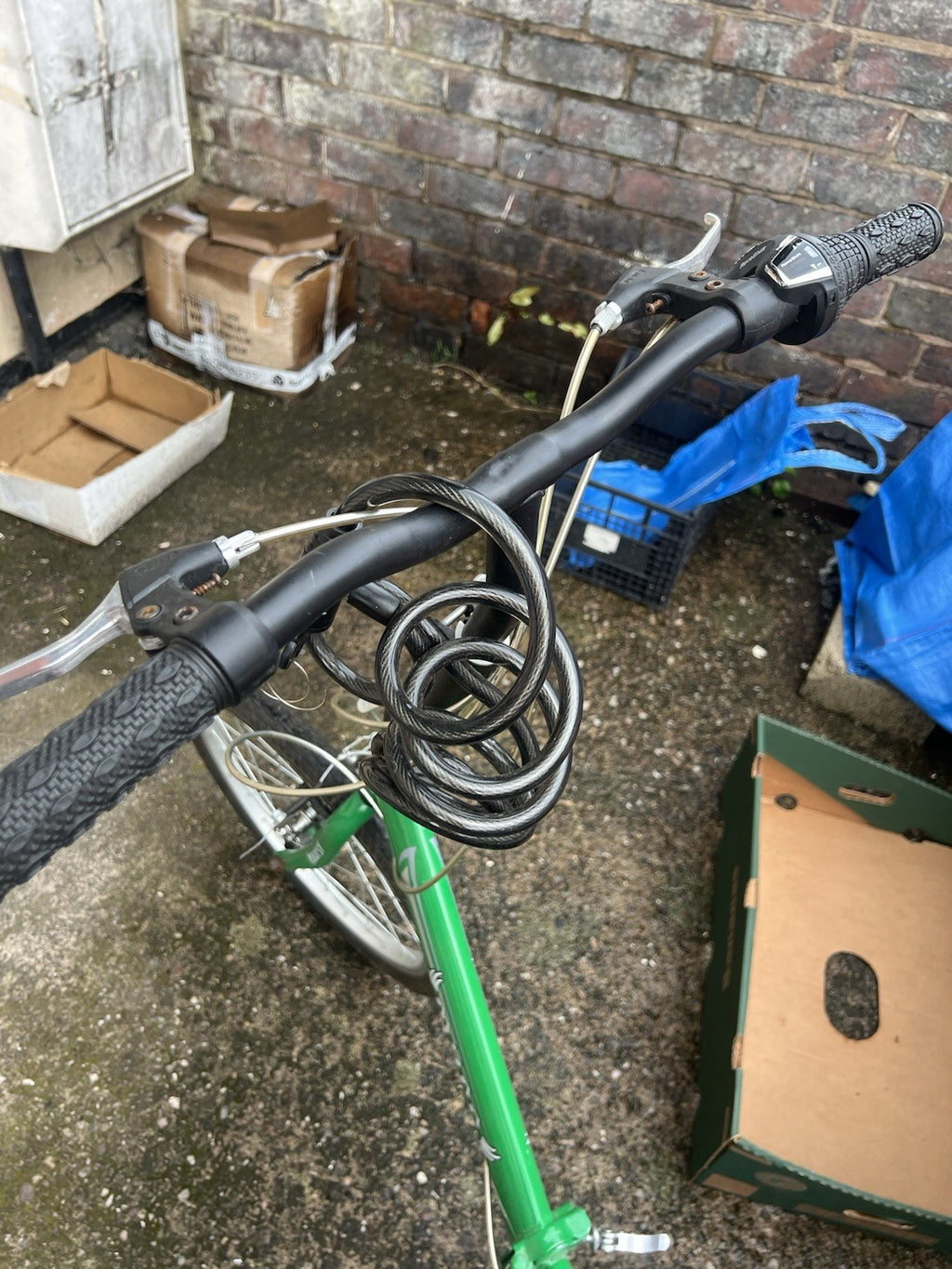 Mans  Green Folding bike with lock