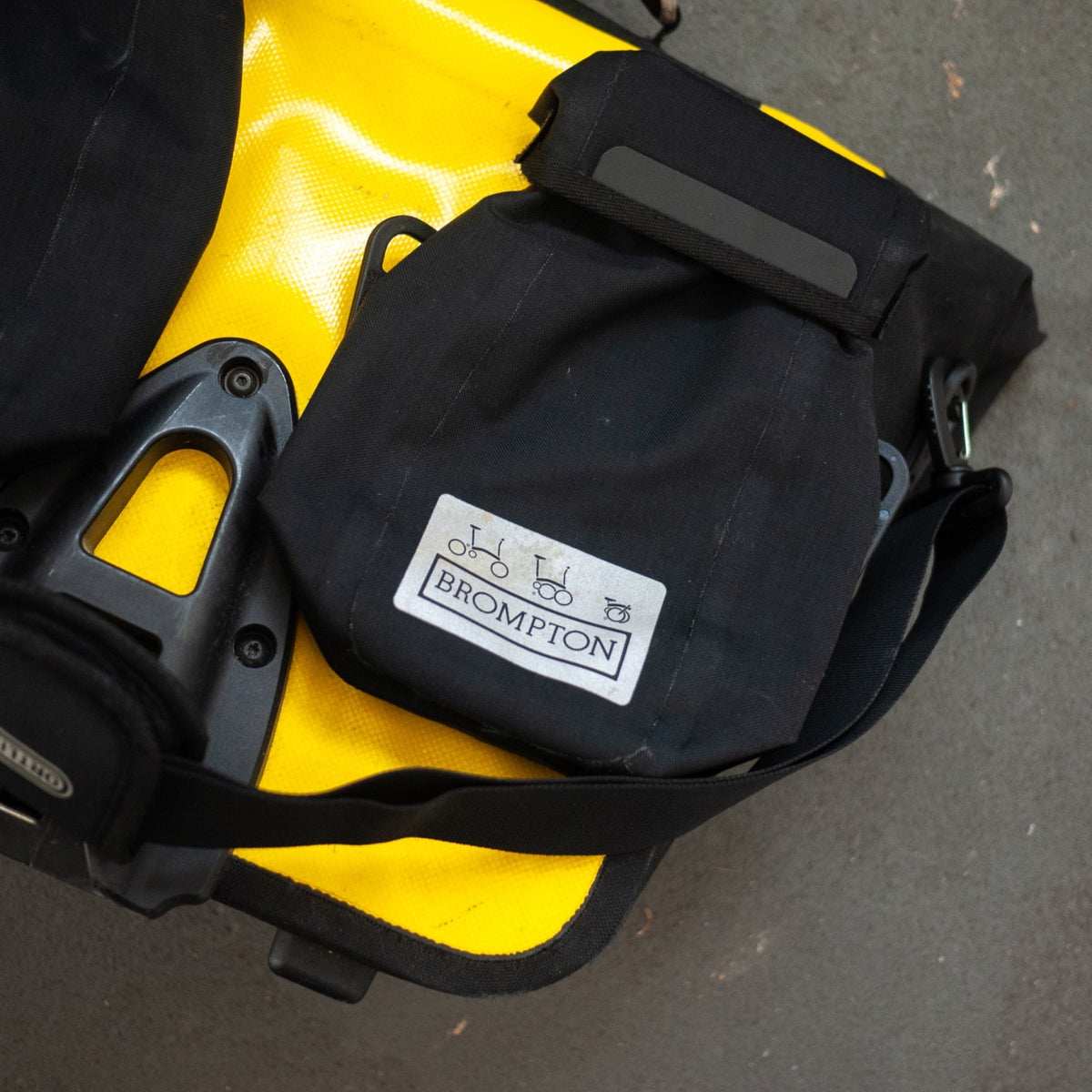 Brompton Ortlieb O Bag - Yellow & Brompton Front Carrier Block Same Day Dispatch