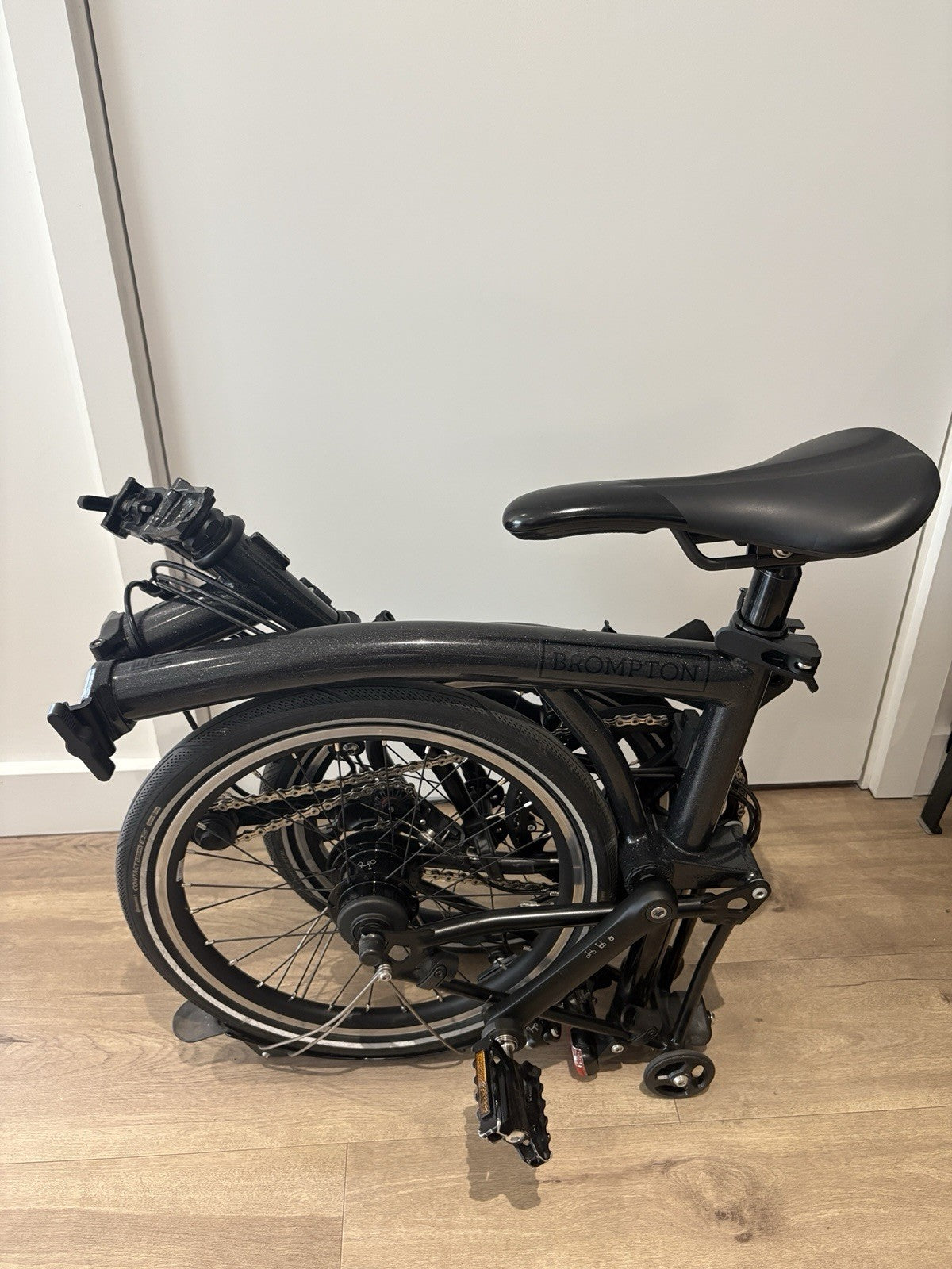 Brompton P Line Explore 12-Speed Mid Handlebar Folding Bike 2024 Midnight Black