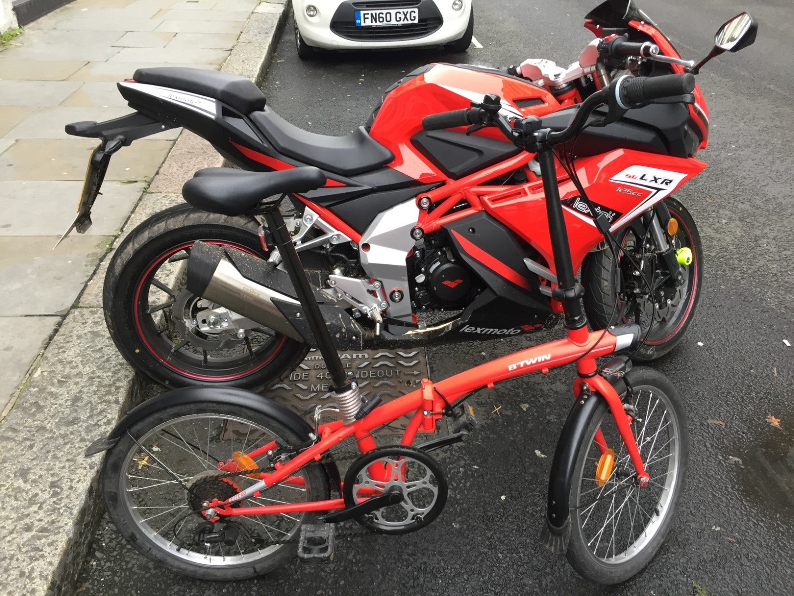 BTWIN 120 Folding Bike - 20 Inch, 6 Speed, Red, Used, Good Condition