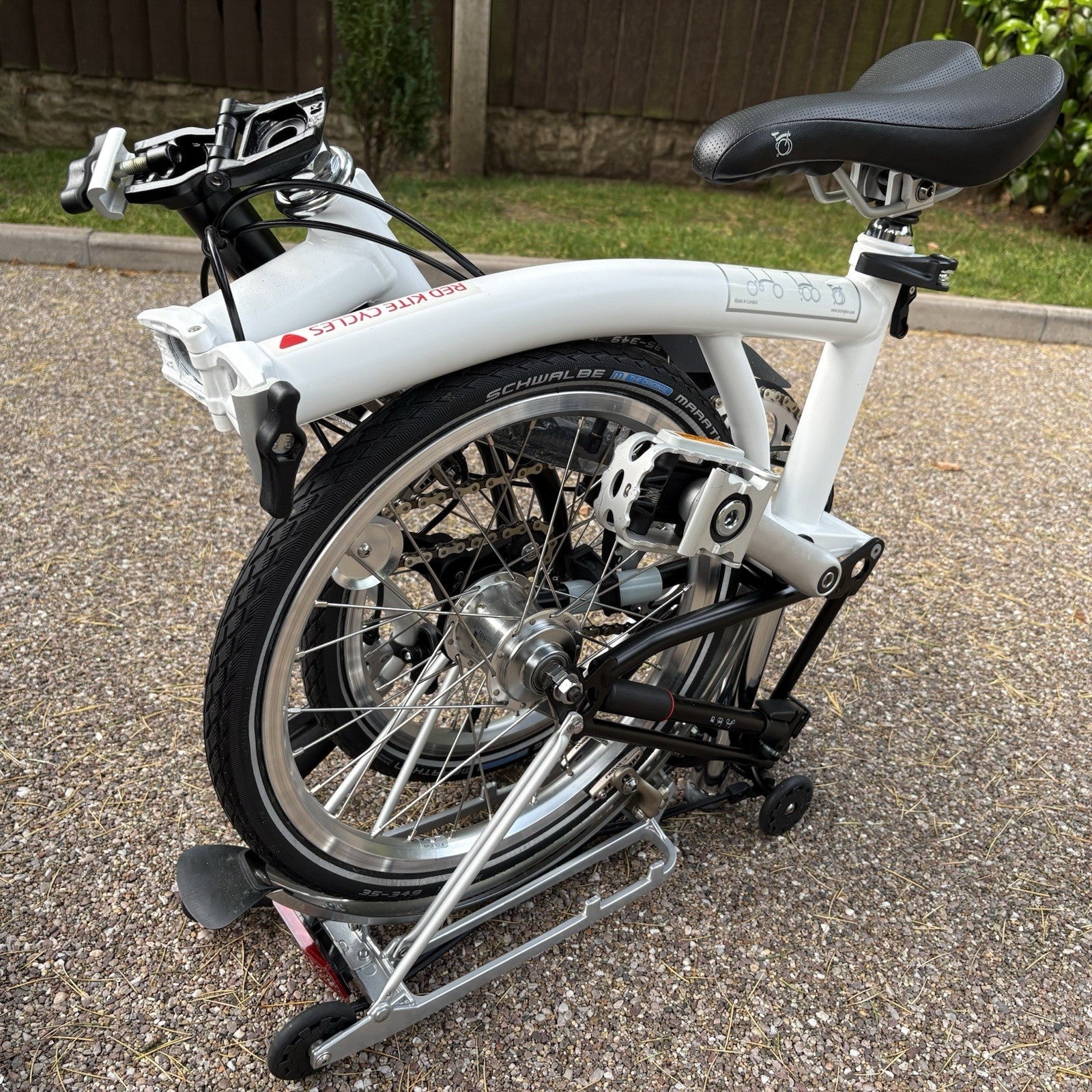 Brompton M3R 3 Speed Folding Bike White, Mid Bar, Rear Rack, C Line equivalent