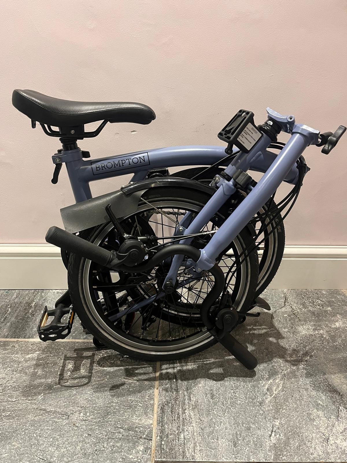 Ocean Blue Brompton C Line 6 Speed 2023 Folding Bike. Serviced, with accessories