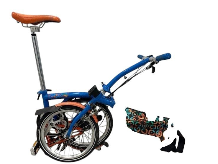 Brompton Barcelona Edition S6L (6 Speed) folding bicycle - Gloss Blue & Orange