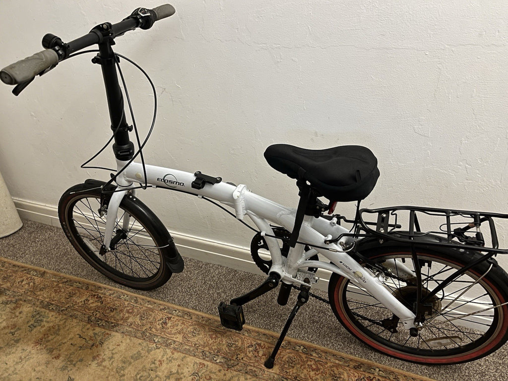 Folding City Bicycle Ecosmo 20" Wheel White, Alloy 7SP Shimano, 12kg-20AF09W