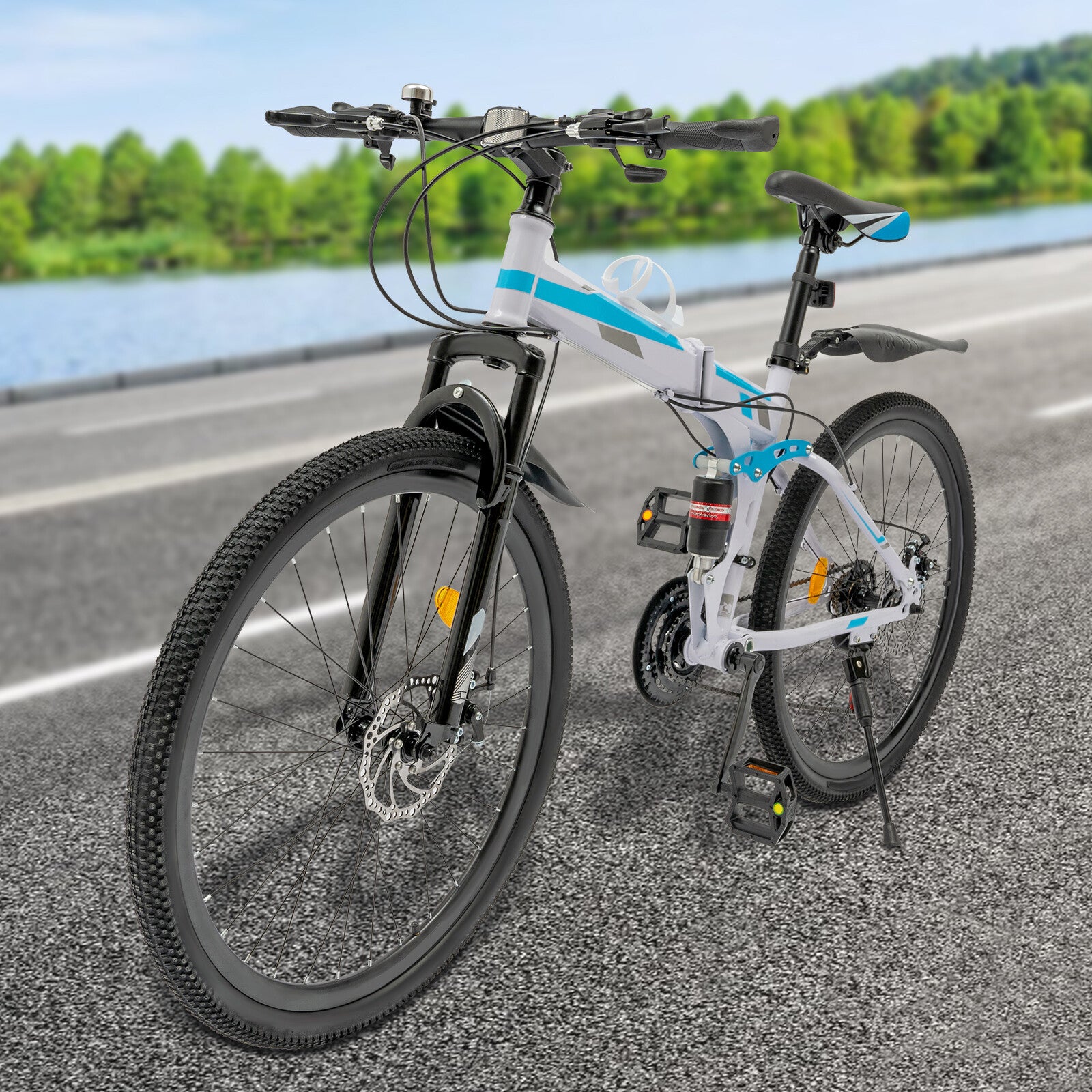 26" Folding Mountain Bike 21 Speed Men Bikes MTB Bicycle School Dual Disc Brake