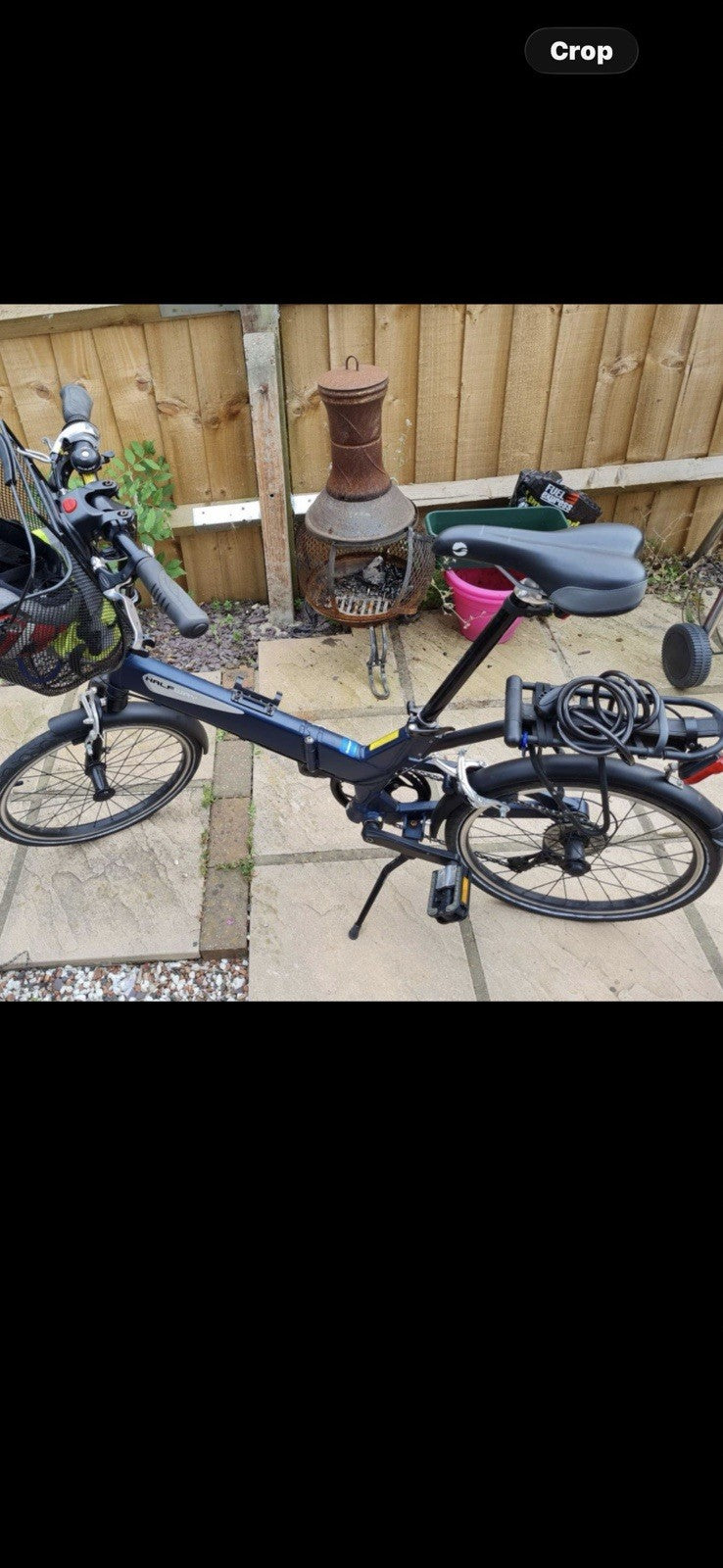 Blue Halfway Folding Bike with Front Shopping Basket  Halfway folding bike