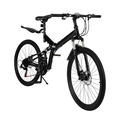 21-Speed Folding Mountain Bike Foldable Bicycle 26" Portable Adult Mountain Bike