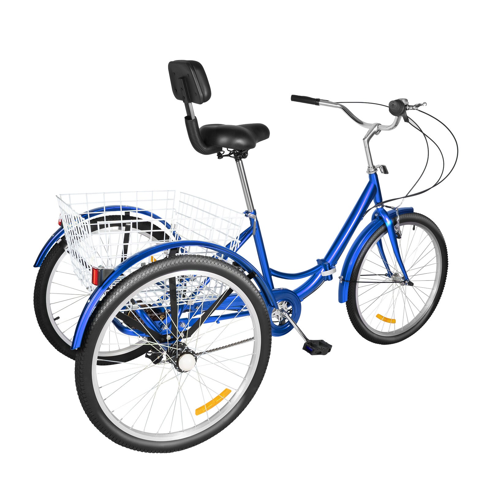 24 Inch Adult Trike Tricycle Foldable 3 Wheel Bike 7-Speed With Storage Basket