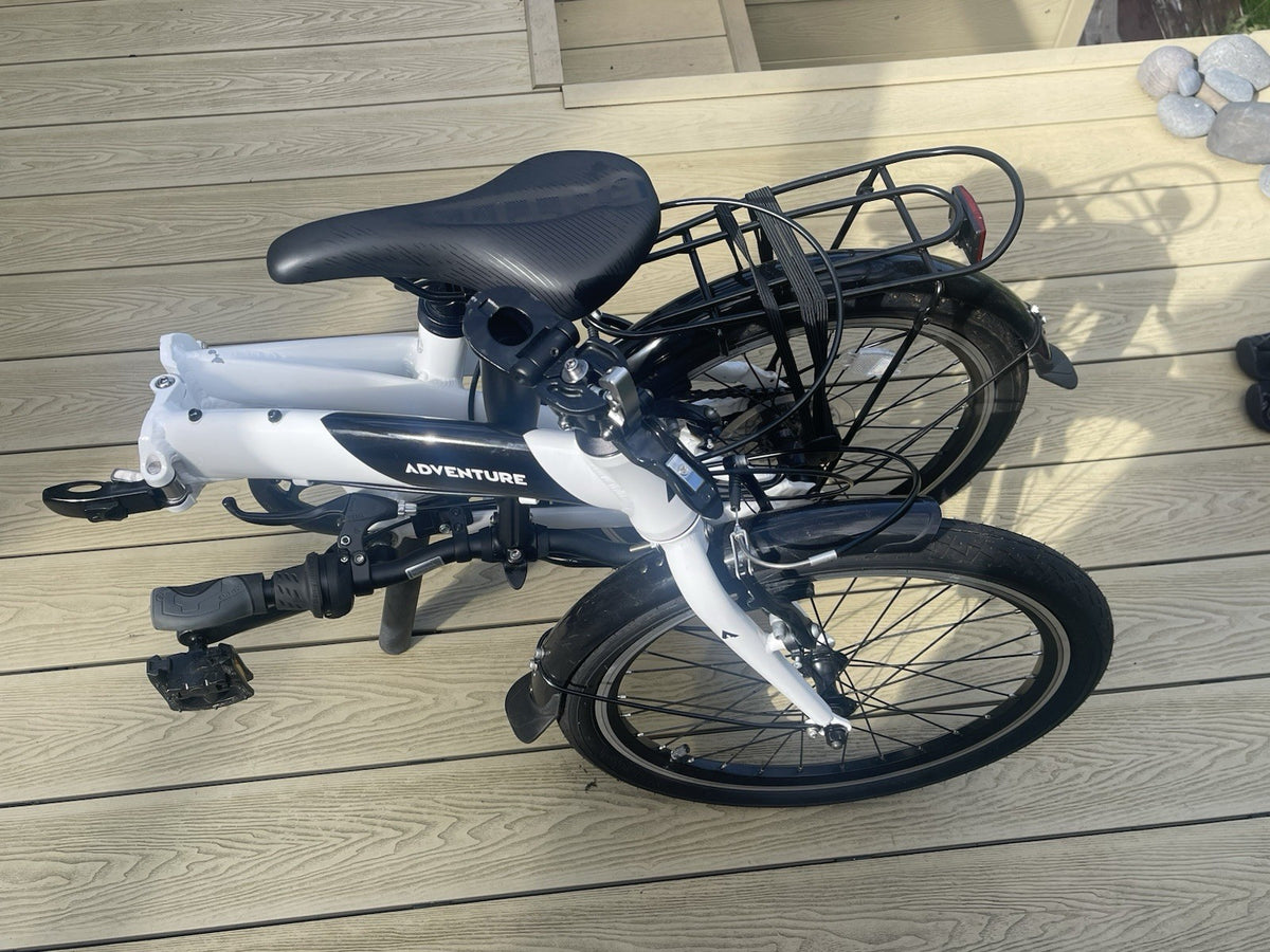 Snicket Adventure 20in Folding Bike 5-Speed Rear Rack Mudguards White/Black