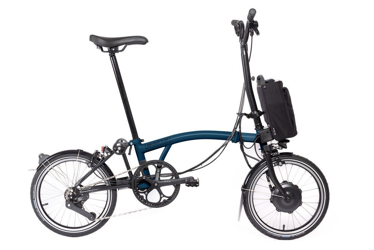Brompton C Line Explore Elctrc Bike 2025 12-Speed, Roller Frame, Mid Ocean blue