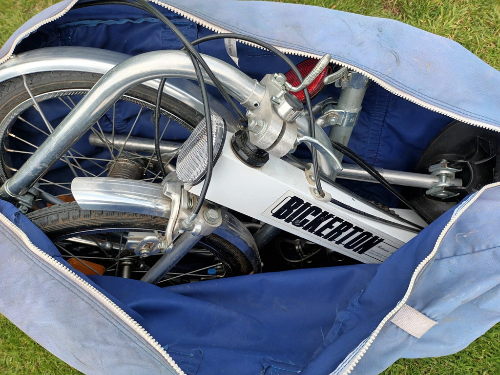 Vintage Bickerton Folding Bike, Good Condition,  White. Rides well + Bag.