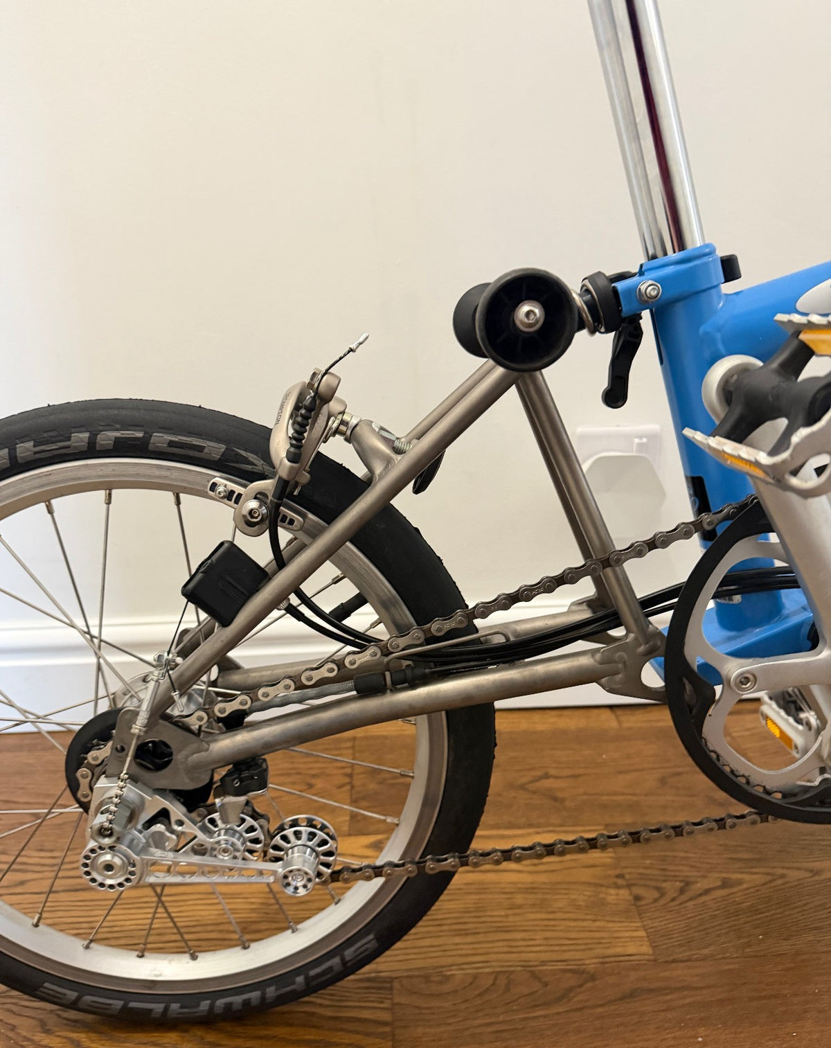 Brompton Superlight Cornflower H6L Custom Titanium 10kg Kuosac Folding Bike