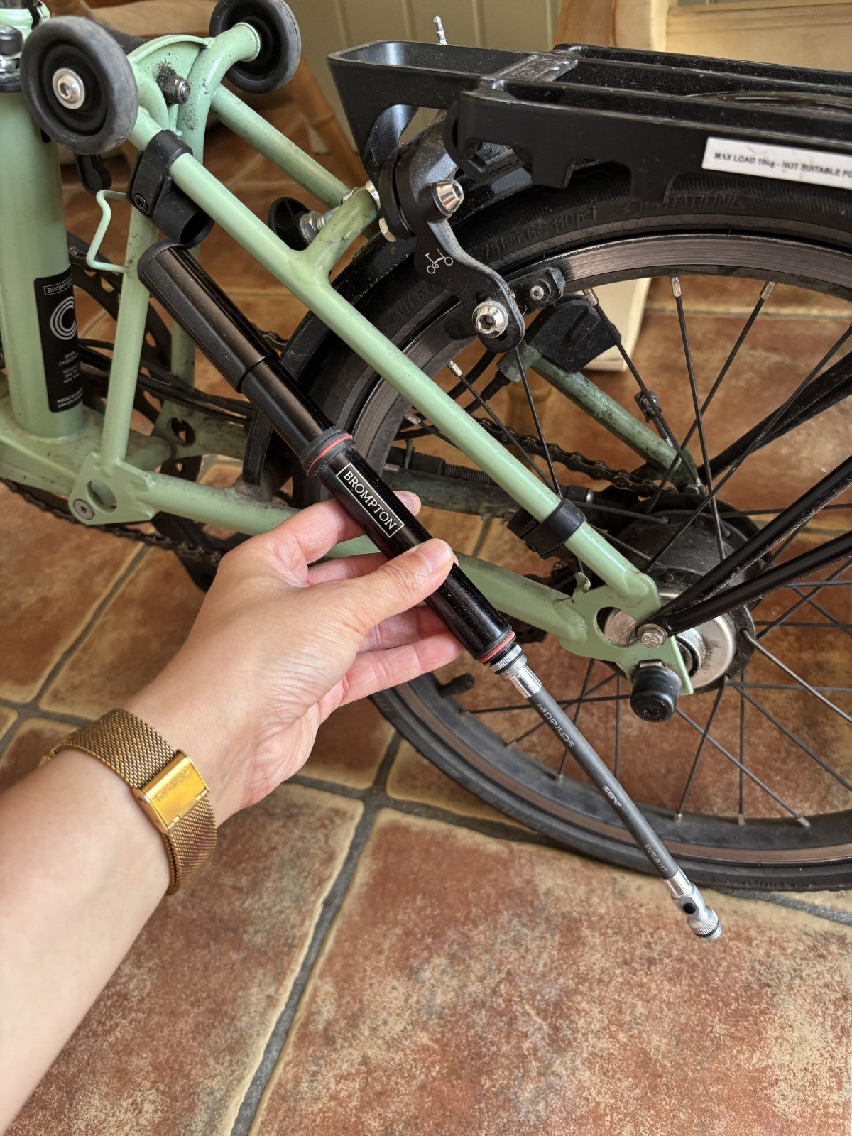 Brompton C Line Matcha Green Folding Bike. 2 Year Old Excellent Condition + Roll