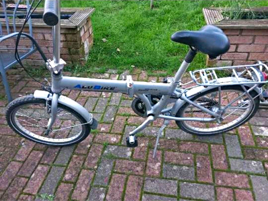 ALUBIKE Folding Bike Silver Unisex Adults with Rear Bike Rack