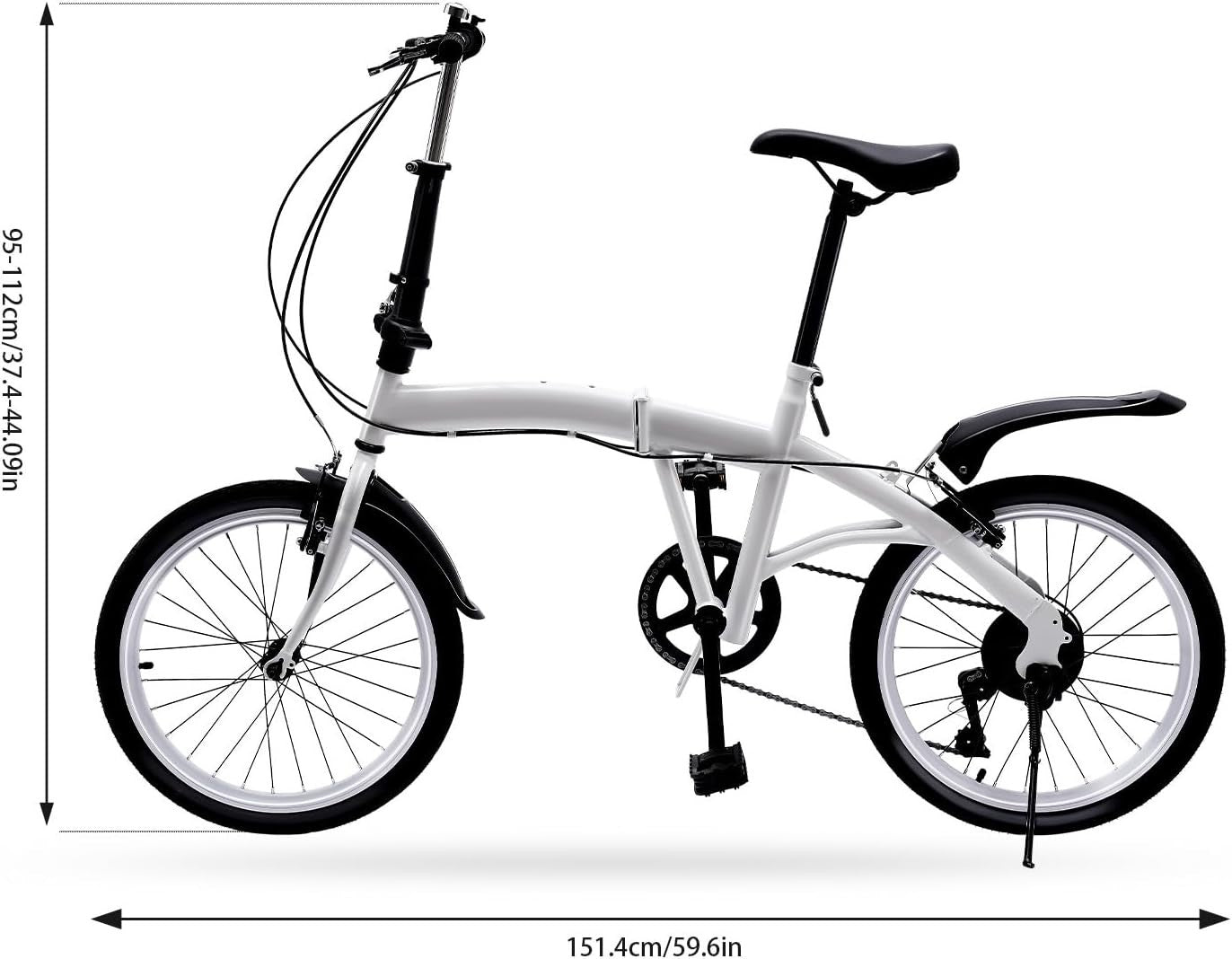 20" Folding Commuter Bike with 7-Speed Gears, Carbon Steel, Portable