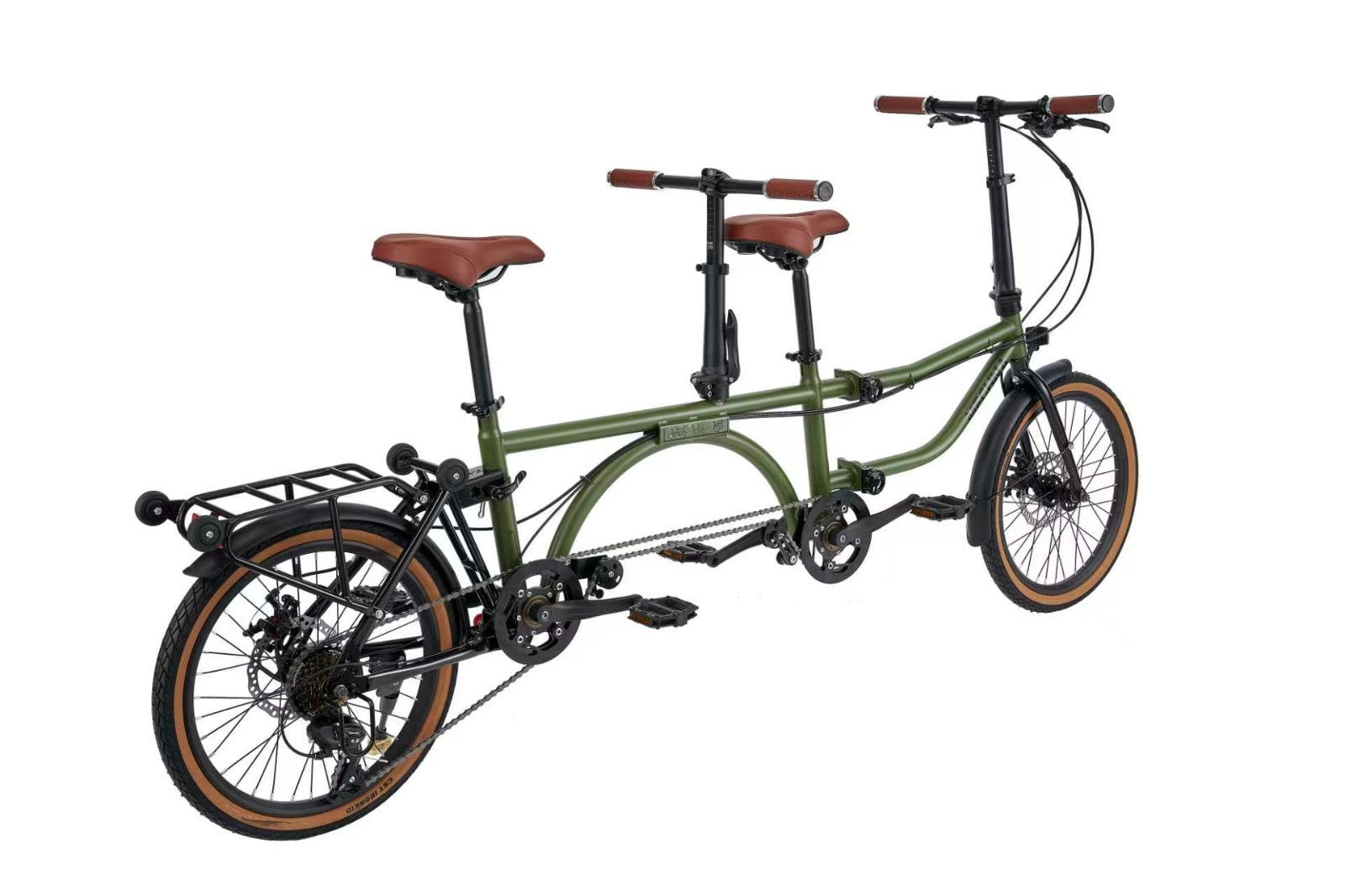 Ecosmo 20" Wheel New 4-Way Folding Steel Tandem Bicycle Bike 7 Speeds - 20TF02GN
