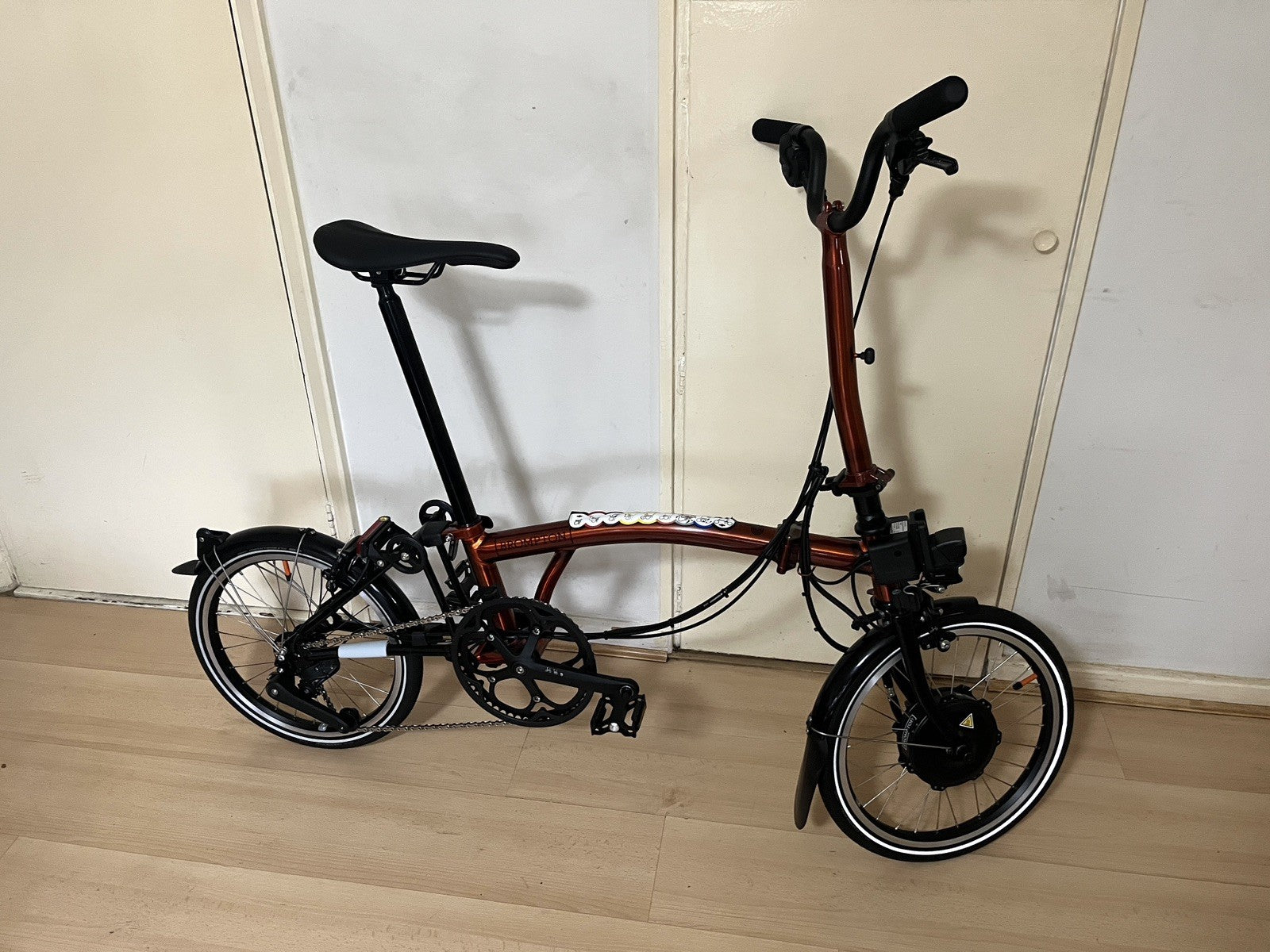 Brompton Ele ctric P Line Urban folding bike, 2024  Flame Lacquer, One size New