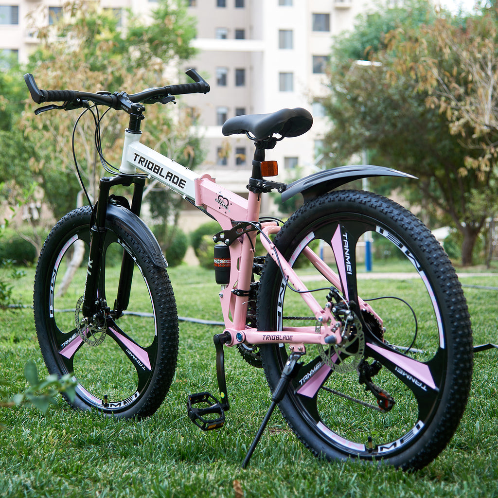 24"26" Folding Mountain Bike 21 Speed Full Suspension Bicycle For Men Women New