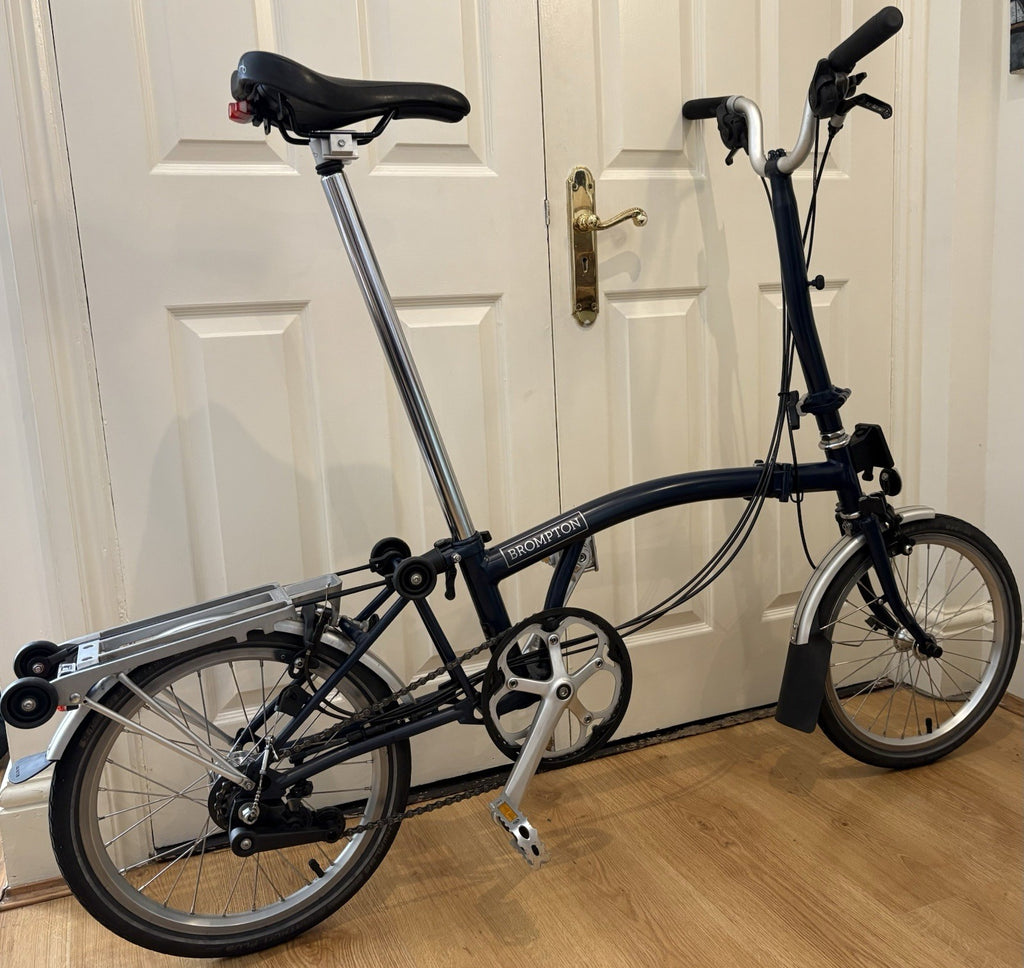 Brompton Folding Bike 16in Blue Rear Rack Mudguards Caliper Side-Pull Brakes
