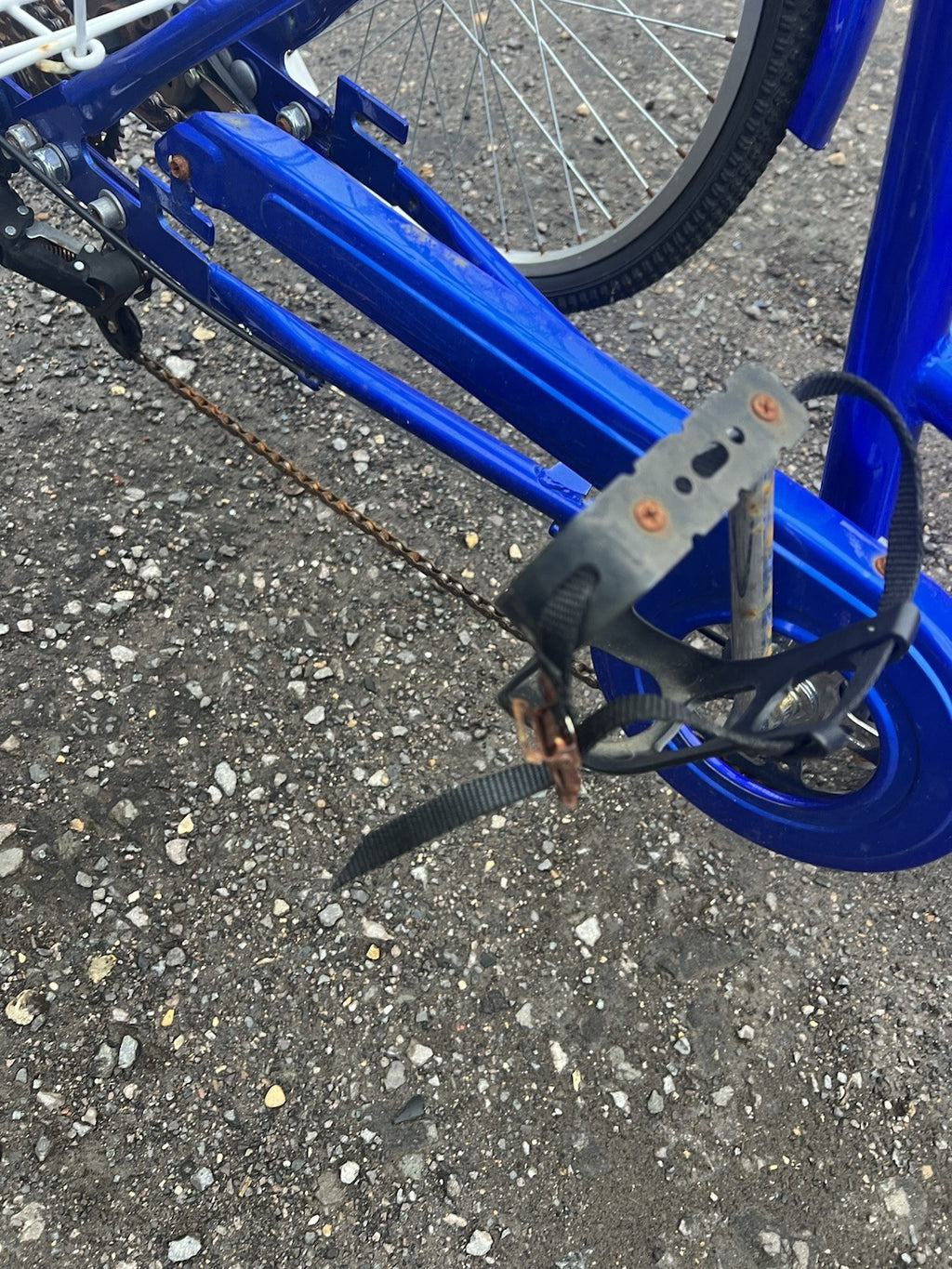 Adult Tricycle - Folding Trike - Blue - With Rear Basket - Needs Handlebars