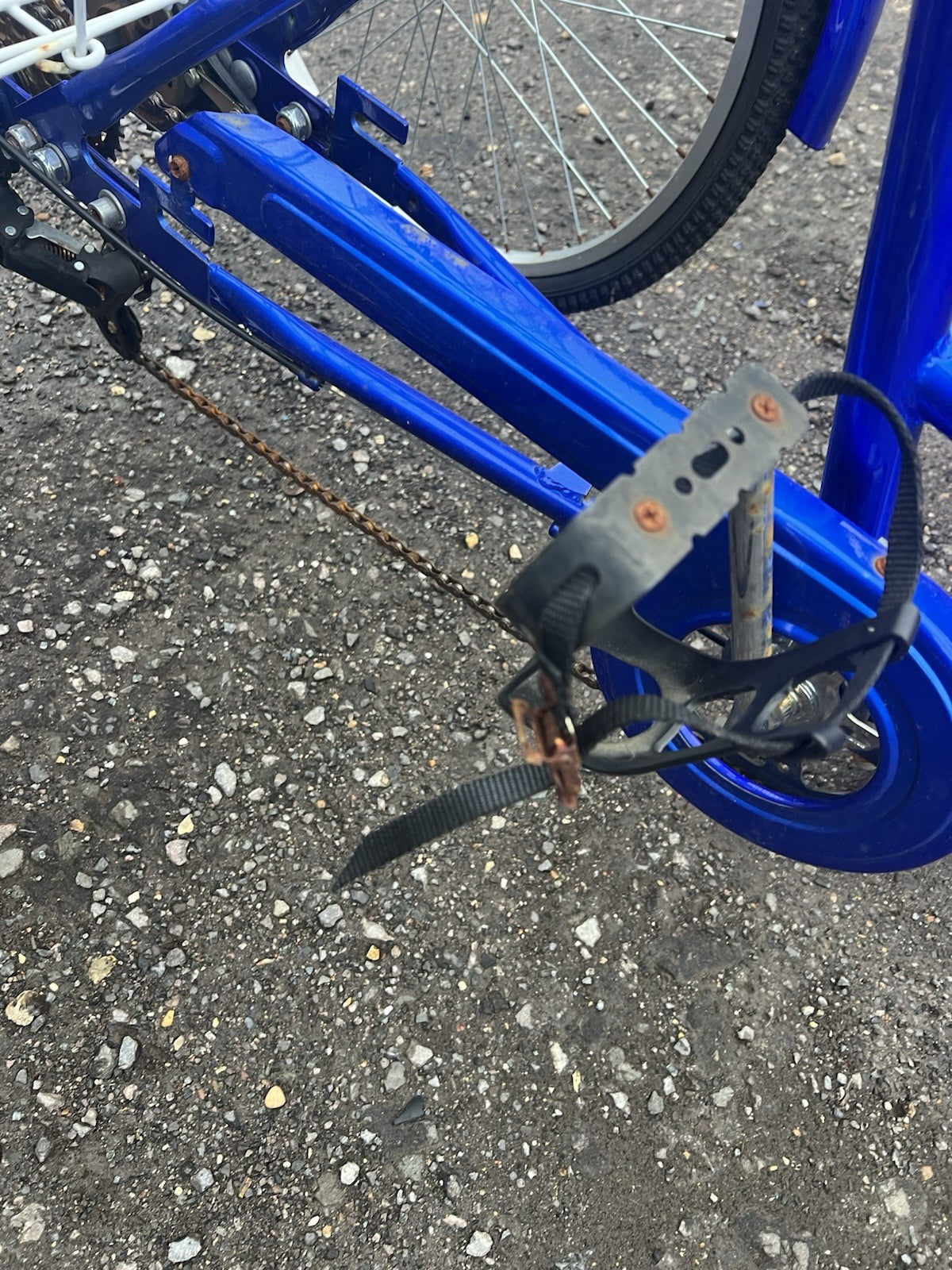 Adult Tricycle - Folding Trike - Blue - With Rear Basket - Needs Handlebars