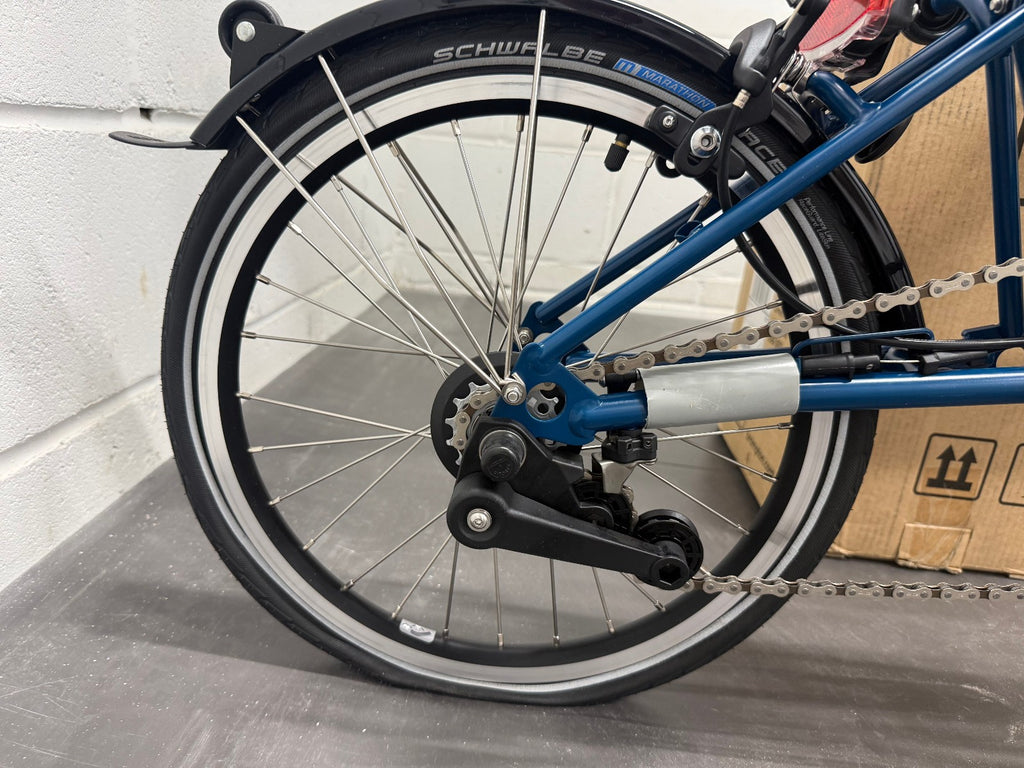 Brompton C Line 2-Speed Mid Handlebar Folding Bike, Ocean Blue, Brompton Lights