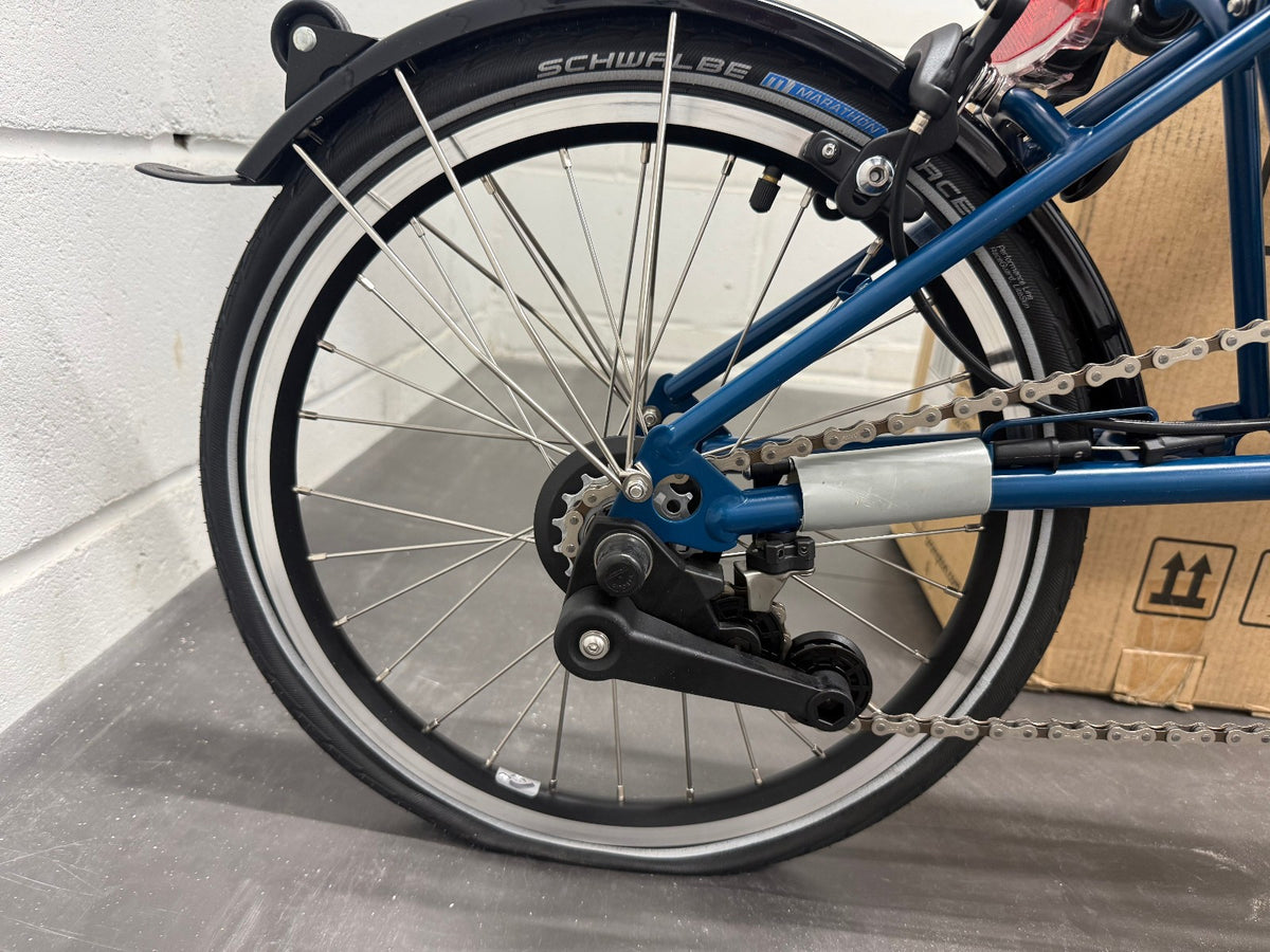 Brompton C Line 2-Speed Mid Handlebar Folding Bike, Ocean Blue, Brompton Lights