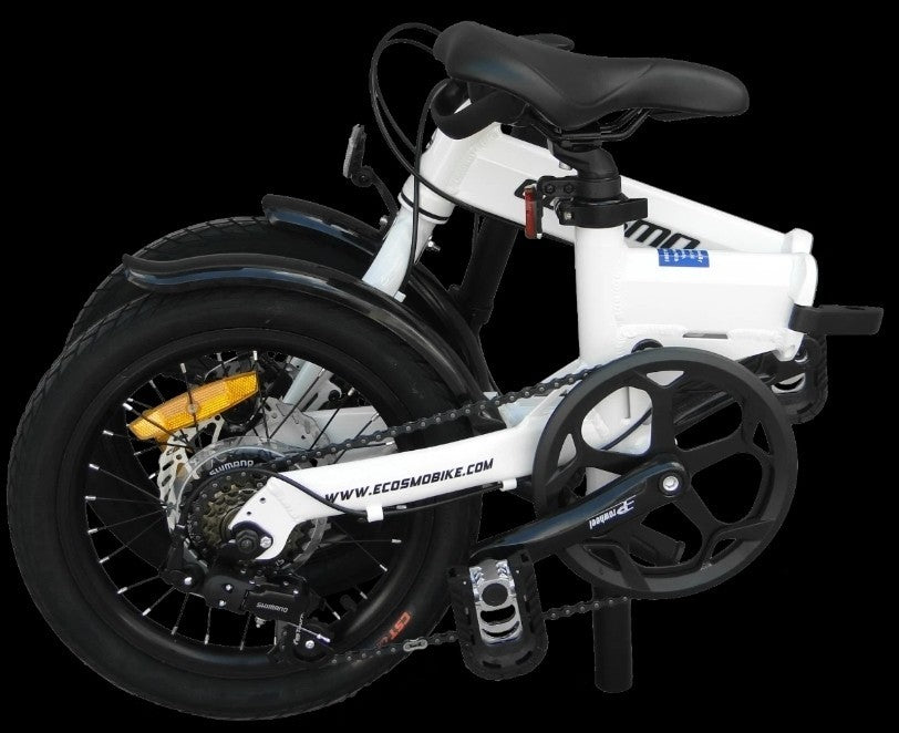 Folding Bicycle Ecosmo 16" Wheel White Alloy 6SP Shimano Gear, Dual Disc-16AF02W