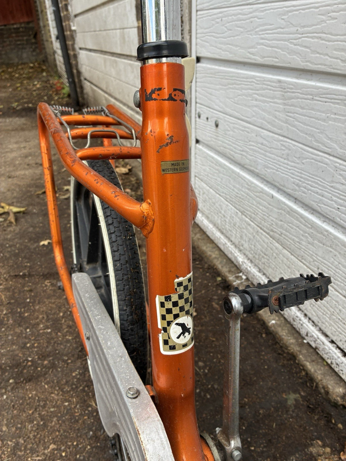 Vintage 1970s Hawk Cycles Step Through Bicycle - Orange - Skyway II Rims