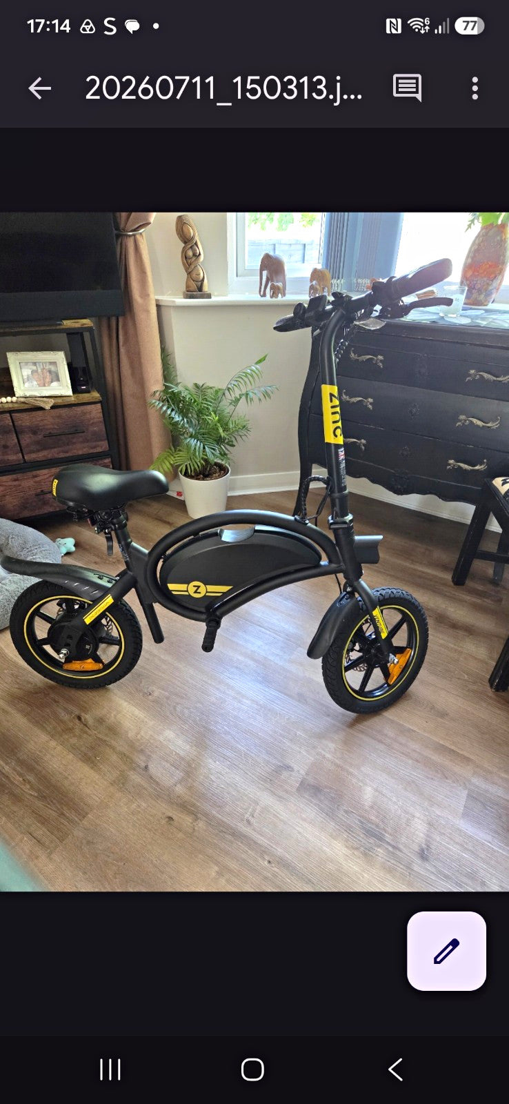 Zinc Venture 14in Folding Kids Bike Black/Yellow, BMX Bar, Mudguards