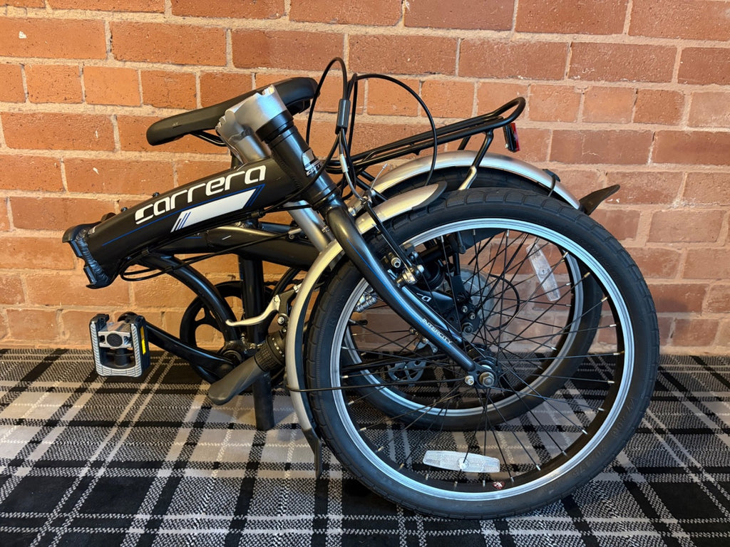 Carrera Intercity Folding Bike 20in 8-Speed V-Brake Rear Rack Mudguards Black