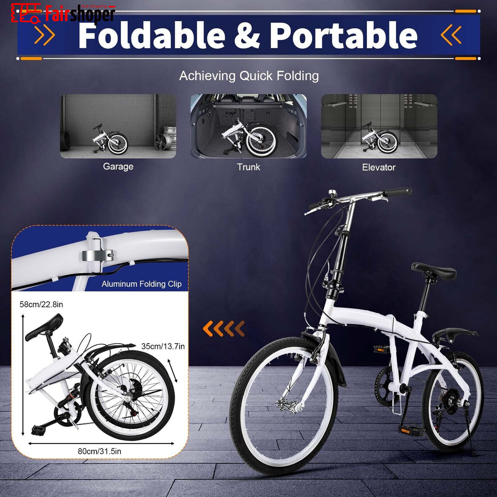 20" Folding Bike Adults Bicycle Lightweight Alloy Bicycle Folding City Bike UK