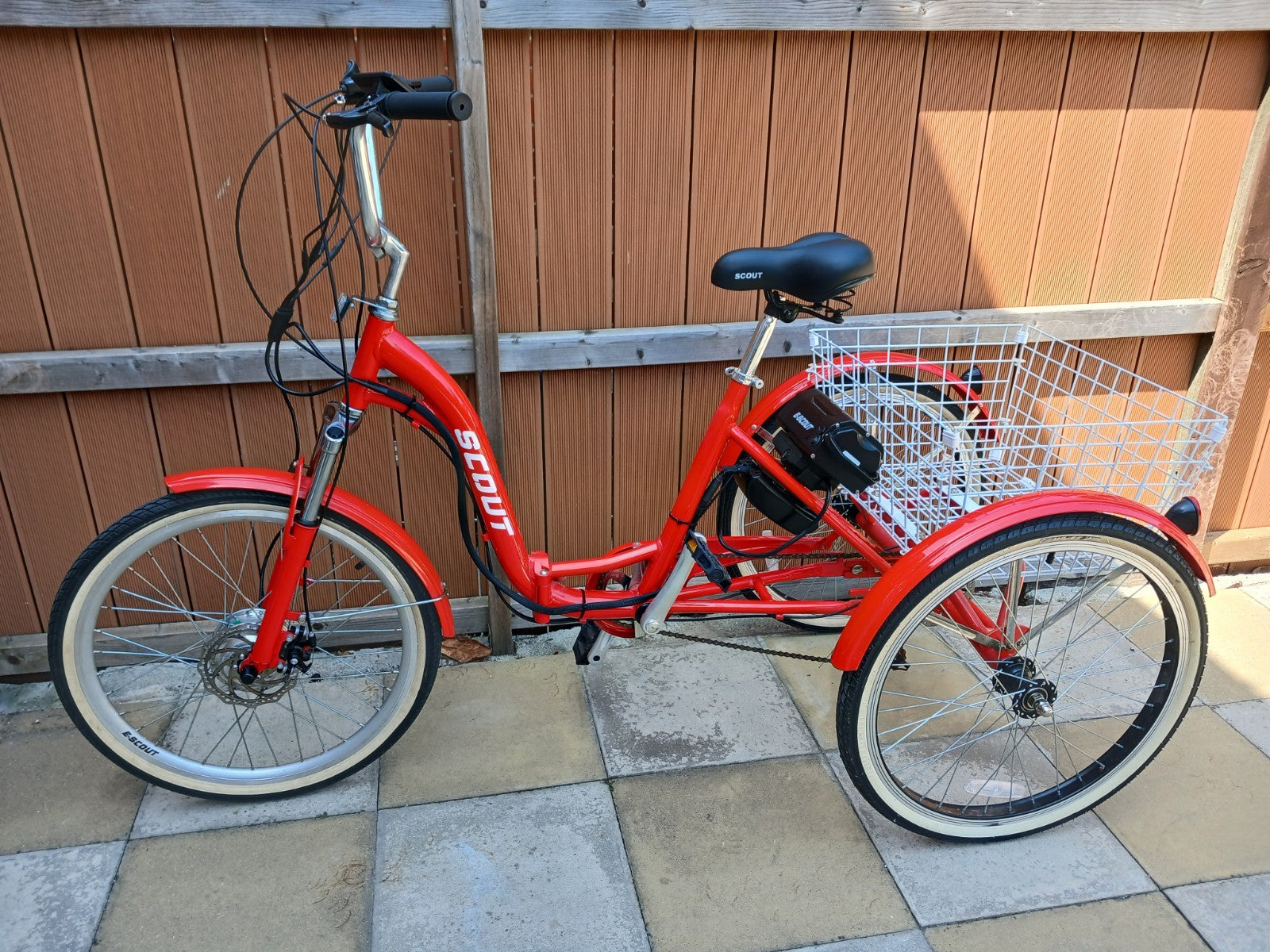Scout Tricycle Folding 6-Speed Shimano 24" E Trike 3 Wheel Bicycle - In Red