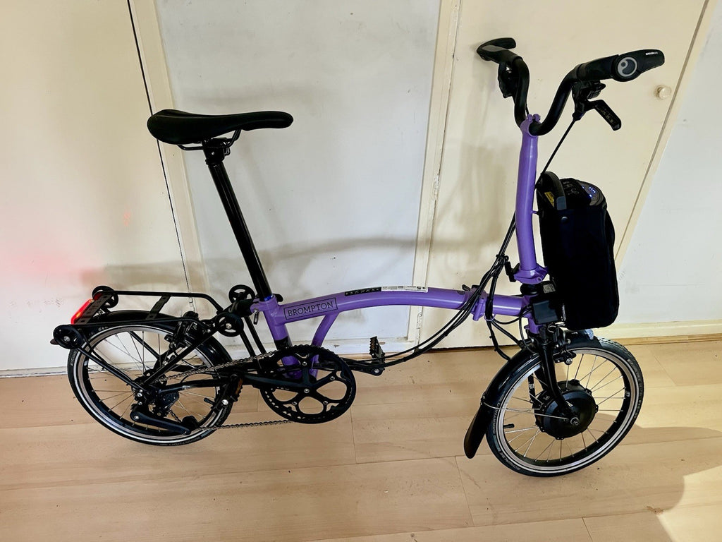 Brompton M4L Electric P-Line 4-Speed Mid-Folding Bike Pop Lilac