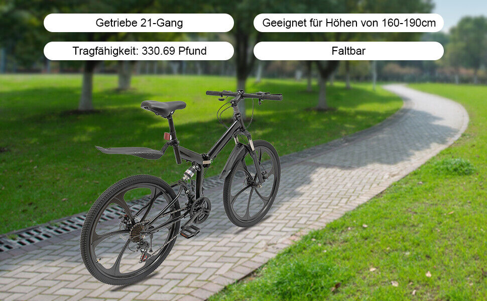 Folding Bikes Mens Mountain Bike Full Suspension Disc Brake Bicycle 26 inch New