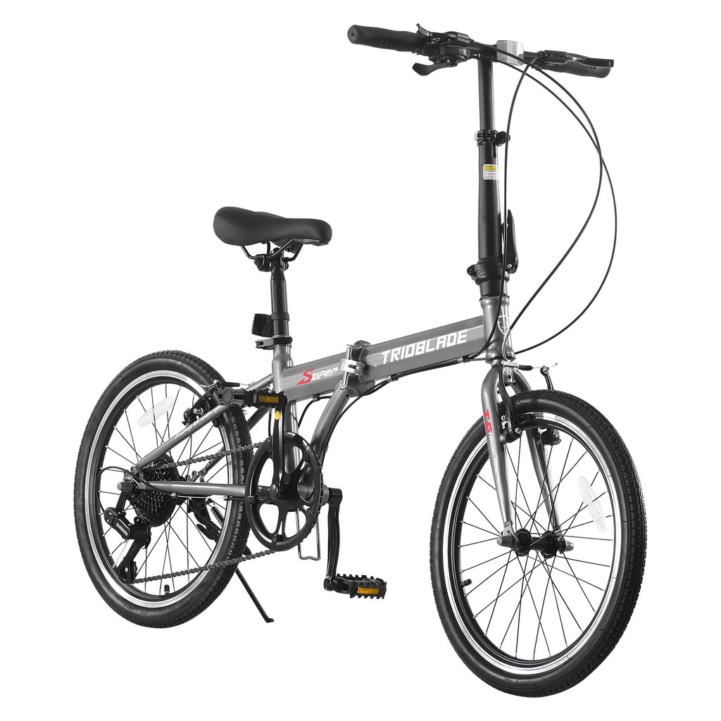 20Inch Folding Bike Adults Adjustable 7 Speed Bicycle Foldable City Bicycle Grey