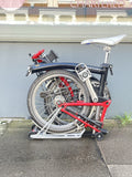 Brompton M6R Folding Bike - Black/Red, Dynamo - Luggage rack