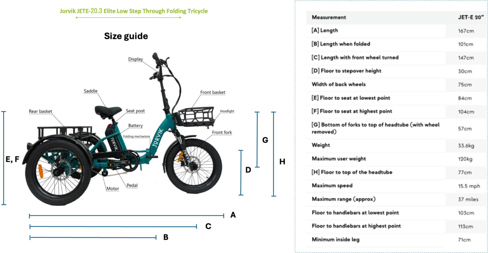 Jorvik Elite Electric Folding Tricycle JET-E20